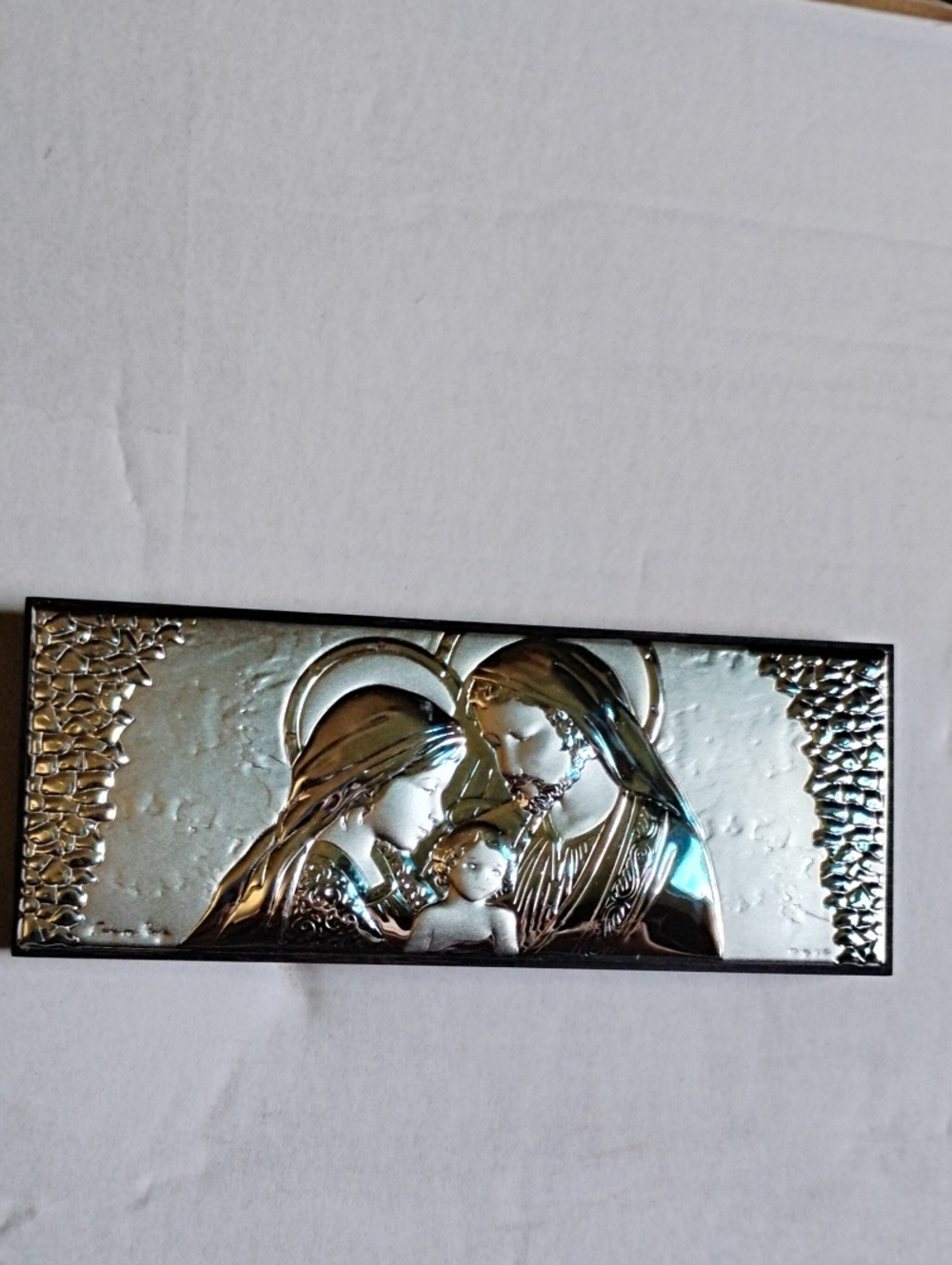 Italy Religious 925 Silver Wood Back Plaque